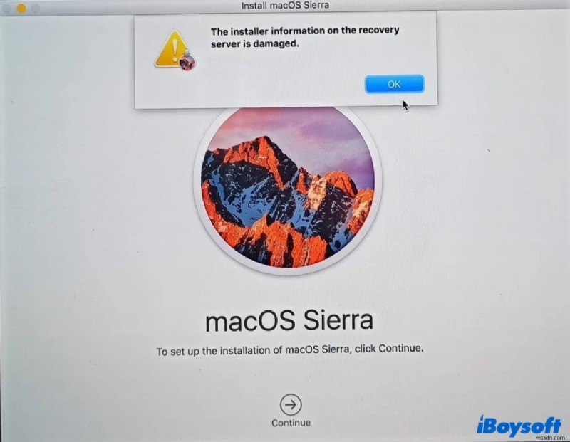 Giải quyết lỗi cài đặt lại macOS “Installer Information on Recovery Server Is Damaged”