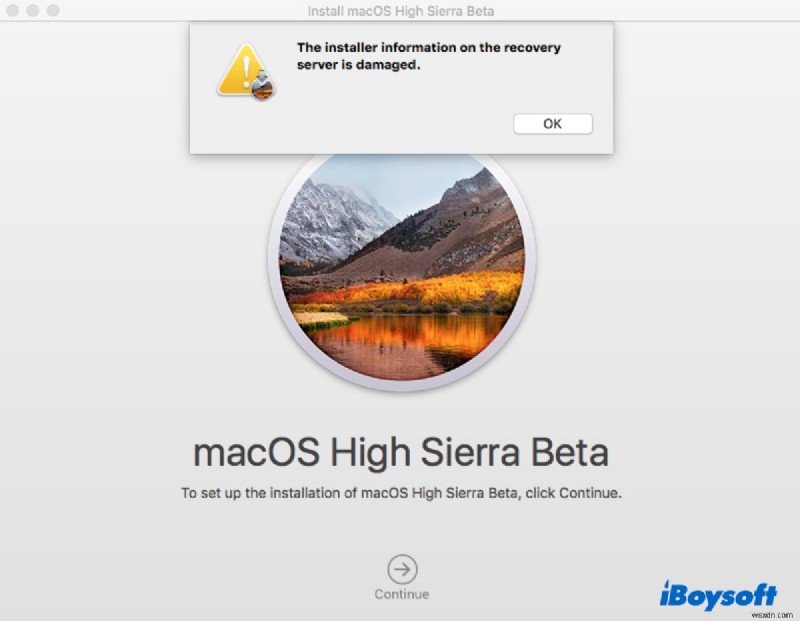 Giải quyết lỗi cài đặt lại macOS “Installer Information on Recovery Server Is Damaged”
