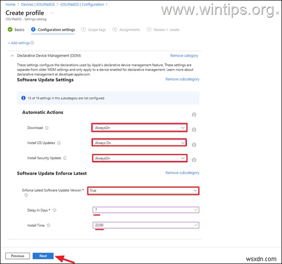 Hướng dẫn từng bước để thiết lập chính sách cập nhật DDM cho thiết bị iOS trong Microsoft Intune