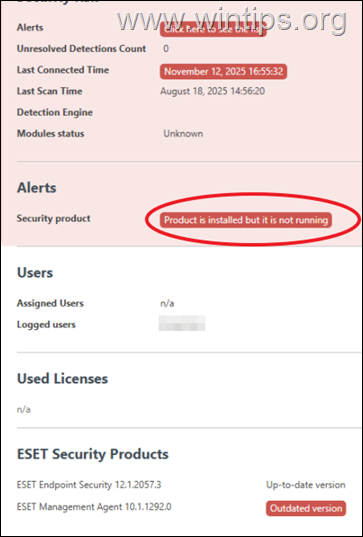 Giải quyết Lỗi  Sản phẩm được cài đặt nhưng không chạy  trong ESET Protect Console – Hướng dẫn khắc phục nhanh 