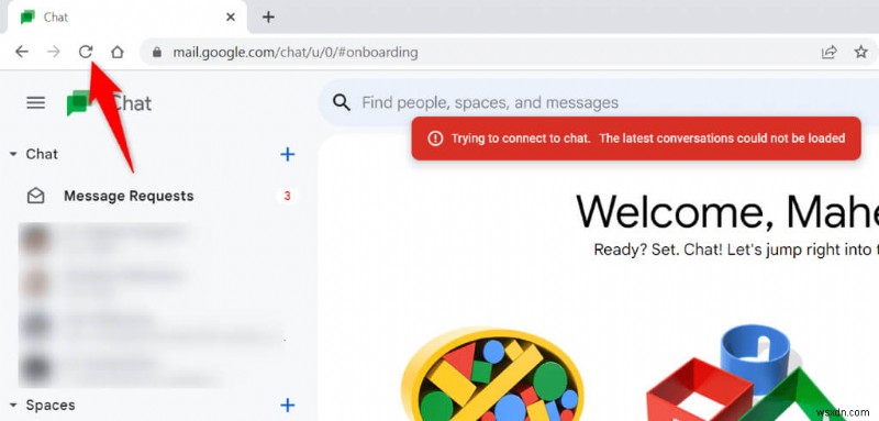 Giải quyết lỗi  Không thể kết nối với trò chuyện  trong Google Trò chuyện 