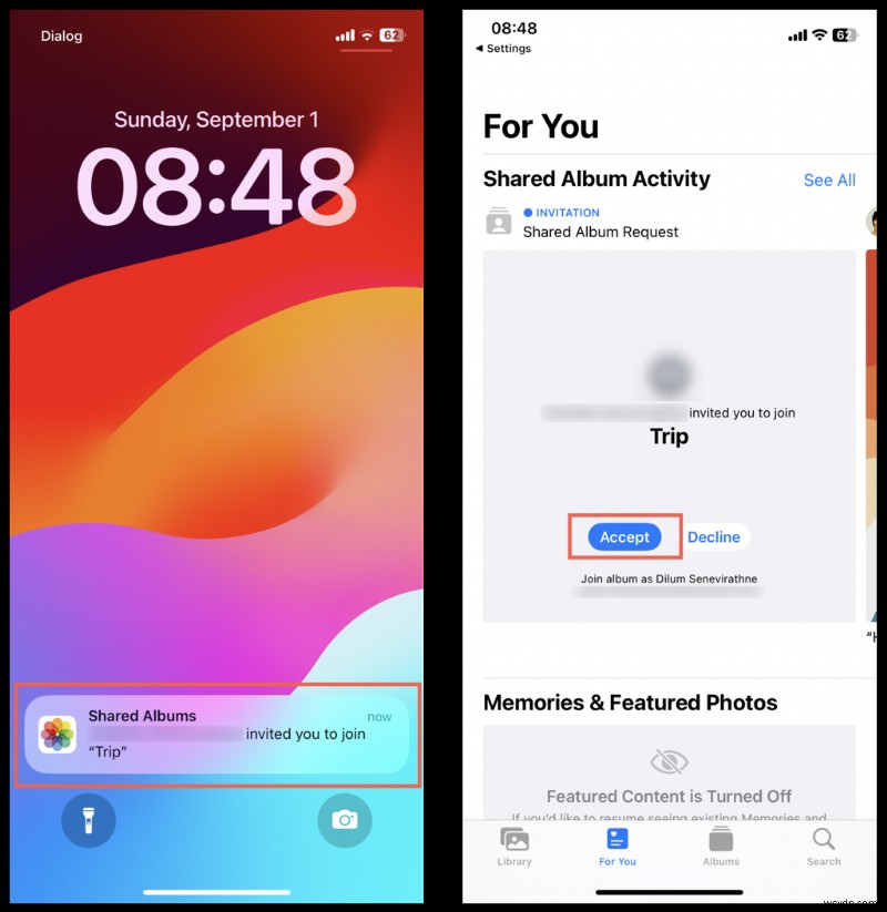 Chấp nhận lời mời album iCloud được chia sẻ trên iPhone:Hướng dẫn nhanh 