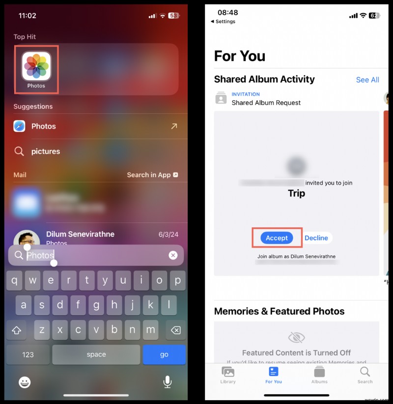Chấp nhận lời mời album iCloud được chia sẻ trên iPhone:Hướng dẫn nhanh 