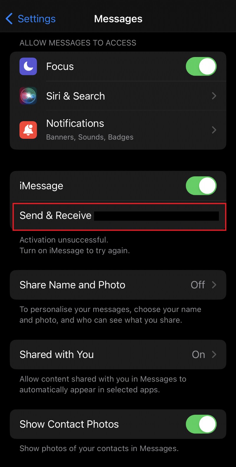 Sửa lỗi “Phone Number Not Registered with iMessage” trên iPhone