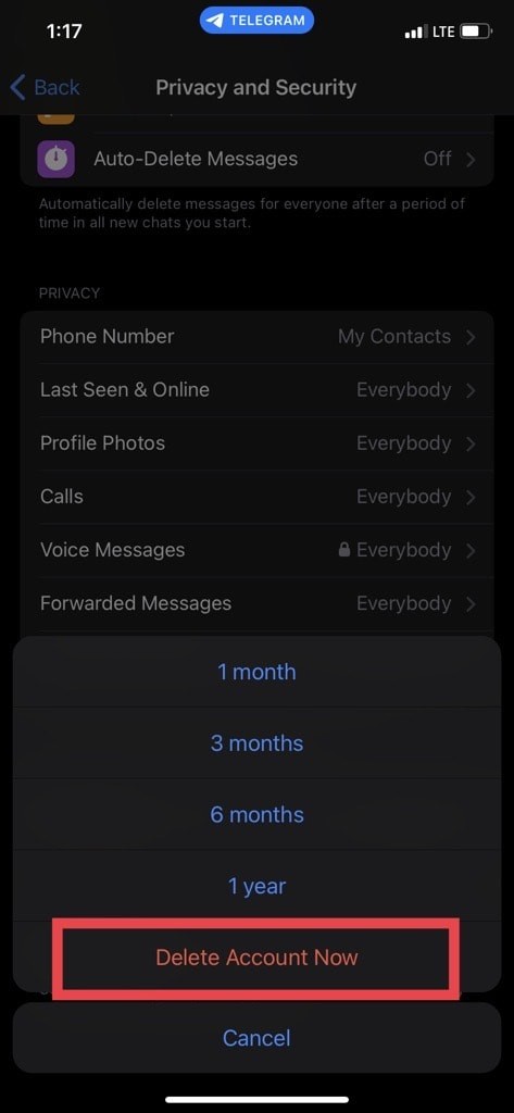 Xóa tài khoản Telegram của bạn trên iPhone:Hướng dẫn từng bước 