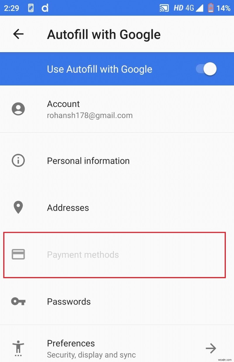 Xem và quản lý thẻ tín dụng đã lưu của bạn trên Android:Hướng dẫn từng bước