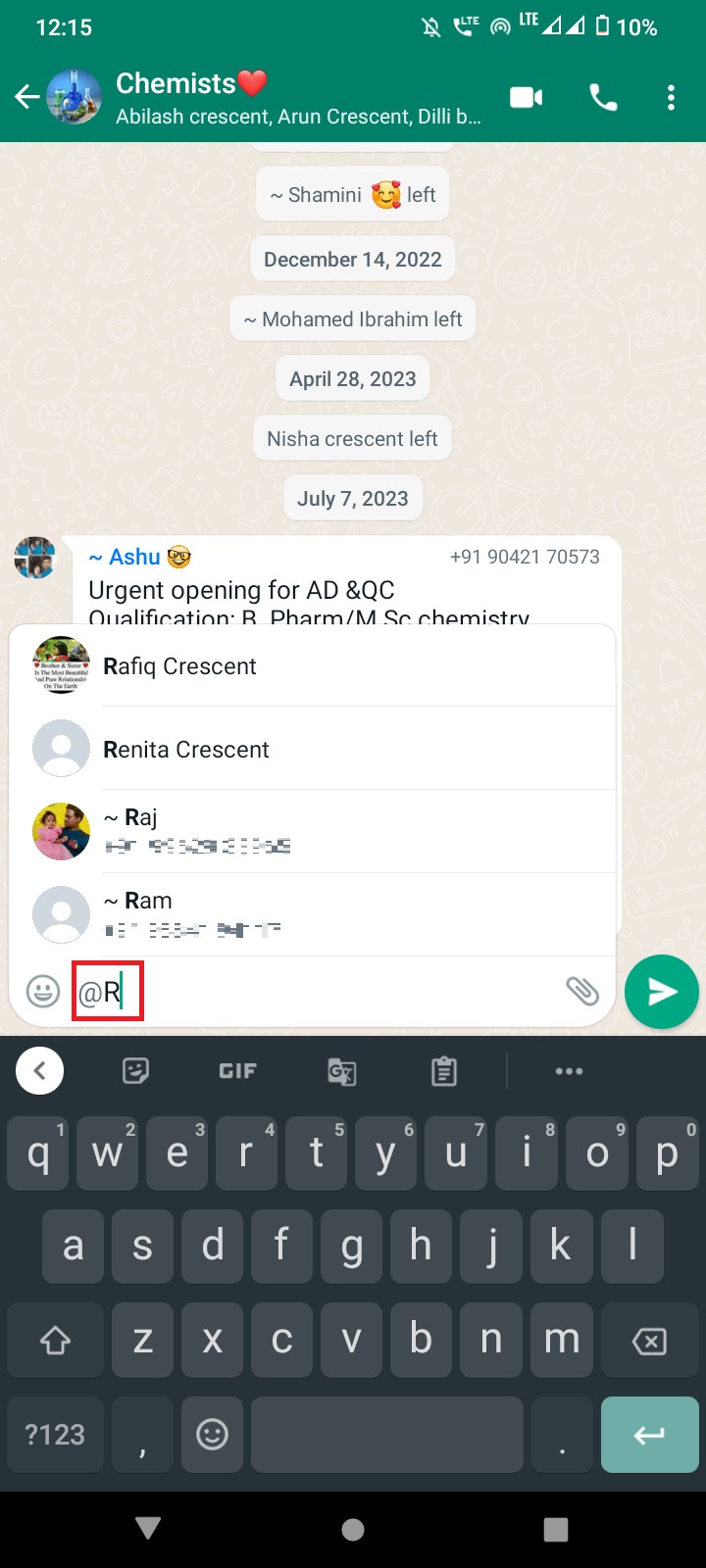 Hướng dẫn từng bước:Ping người dùng trong nhóm WhatsApp 