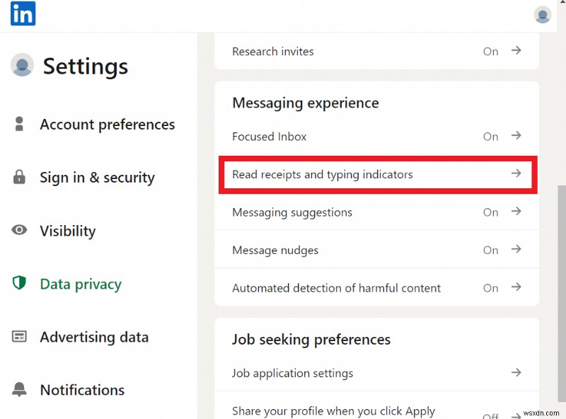 Bật hoặc tắt Biên nhận đã đọc trên LinkedIn:Hướng dẫn nhanh 