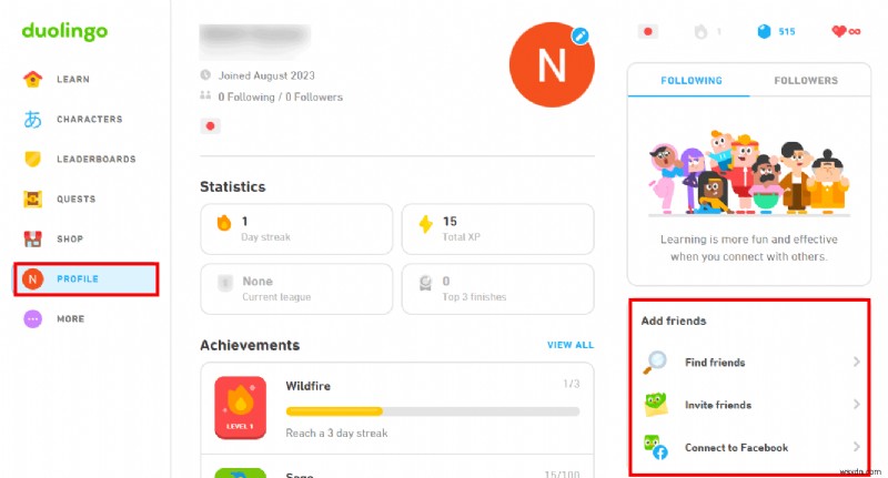 Thêm bạn bè trên Duolingo Desktop:Hướng dẫn từng bước