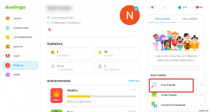 Thêm bạn bè trên Duolingo Desktop:Hướng dẫn từng bước