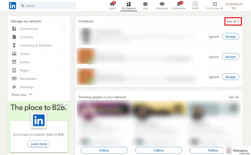 Dễ dàng truy cập lời mời LinkedIn đang chờ xử lý của bạn 