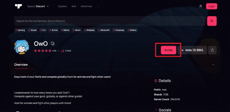 Thêm OwO Bot vào máy chủ Discord của bạn:Hướng dẫn từng bước để giải trí và tương tác 
