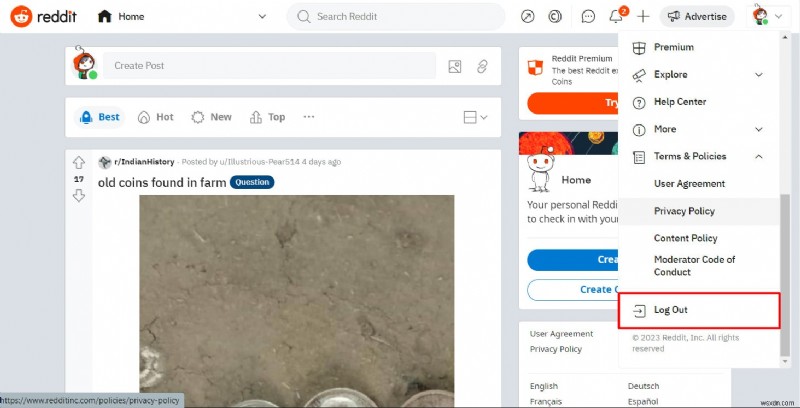 Hướng dẫn từng bước để đăng xuất khỏi ứng dụng Reddit trên Android