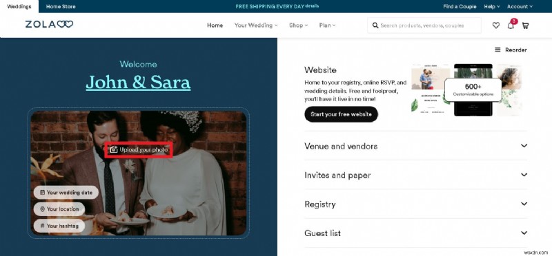 Hướng dẫn từng bước để chỉnh sửa trang web đám cưới Zola của bạn 