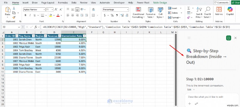 Master Excel Copilot:Xây dựng và giải mã các công thức phức tạp từng bước 
