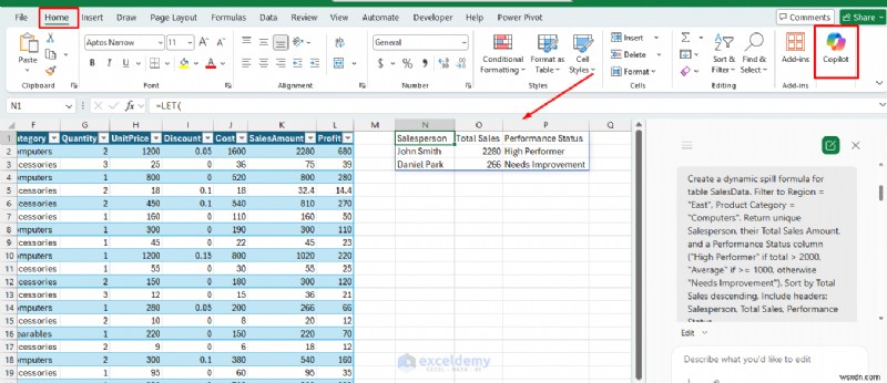 Master Excel Copilot:Xây dựng và giải mã các công thức phức tạp từng bước 
