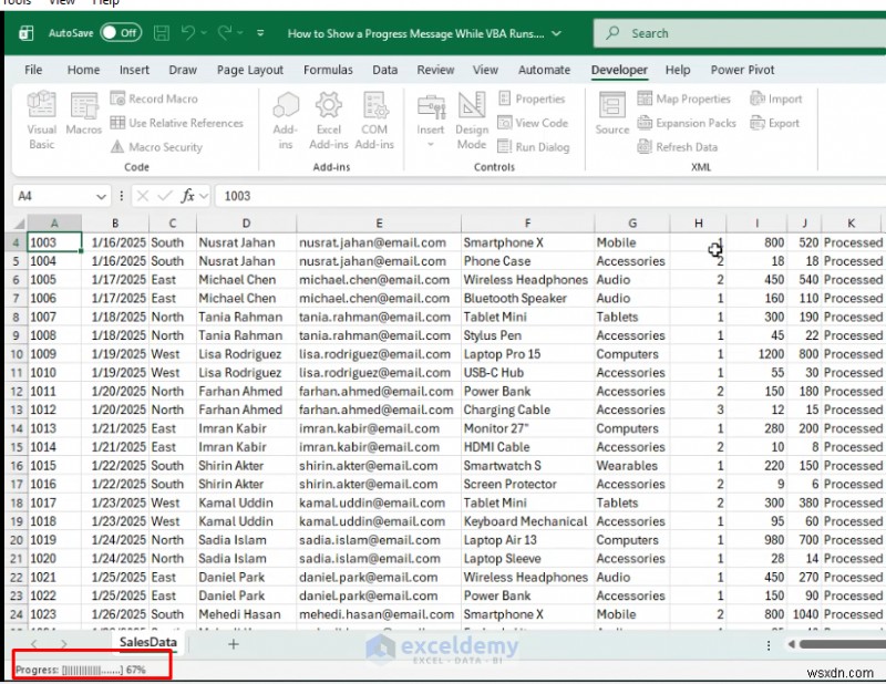 Giữ cho Excel phản hồi nhanh:Hiển thị thông báo tiến trình trực tiếp trong khi VBA chạy 