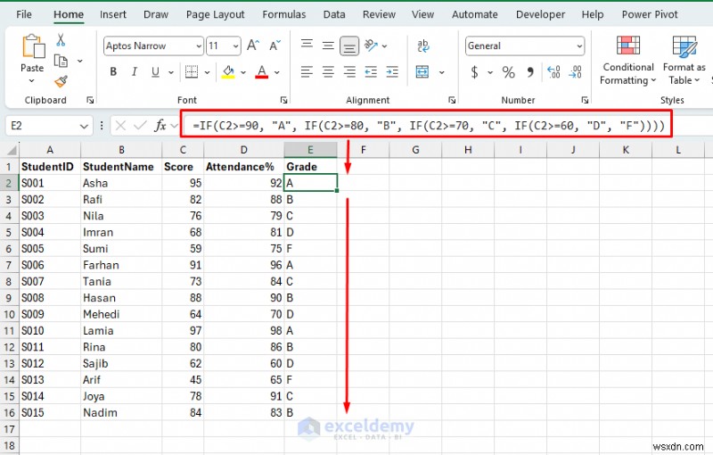 Master Excel:Xây dựng các câu lệnh IF lồng nhau phức tạp trong một ô 