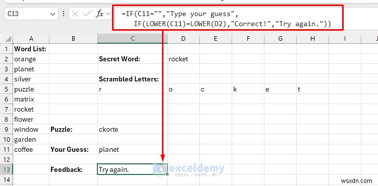 Excel Beyond Spreadsheets:Xây dựng các trò chơi nhỏ và câu đố bằng thủ thuật thông minh 