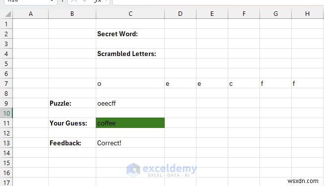 Excel Beyond Spreadsheets:Xây dựng các trò chơi nhỏ và câu đố bằng thủ thuật thông minh 