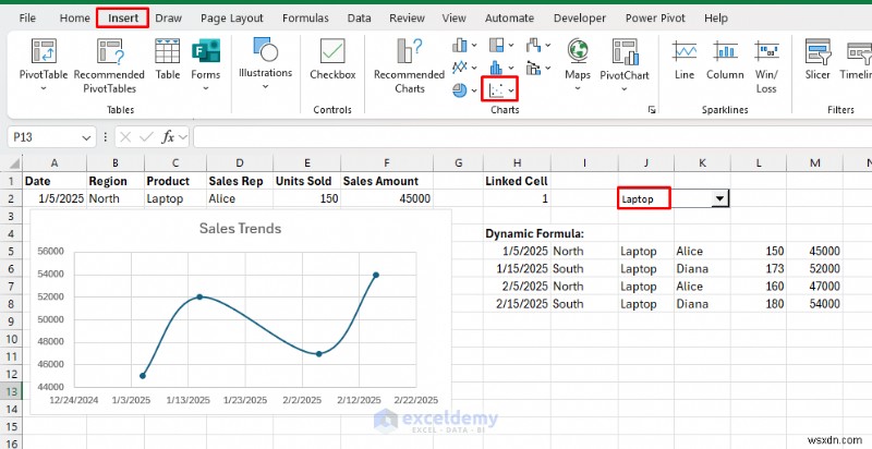 Tạo biểu đồ Excel thời gian thực tương tác để trực quan hóa dữ liệu động