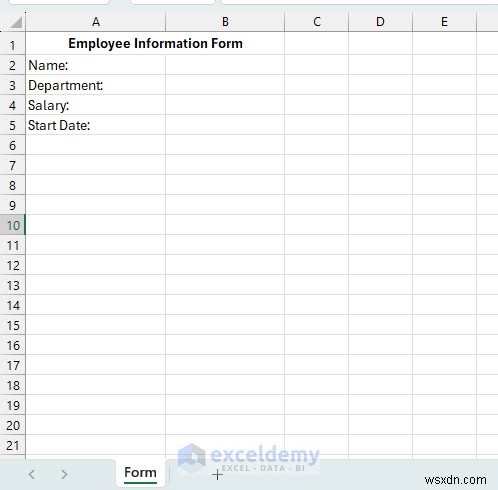 Tạo biểu mẫu Excel tự xóa bằng VBA và các dãy được đặt tên 