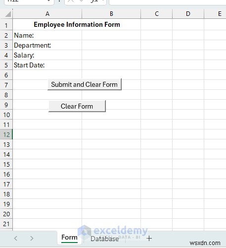 Tạo biểu mẫu Excel tự xóa bằng VBA và các dãy được đặt tên 
