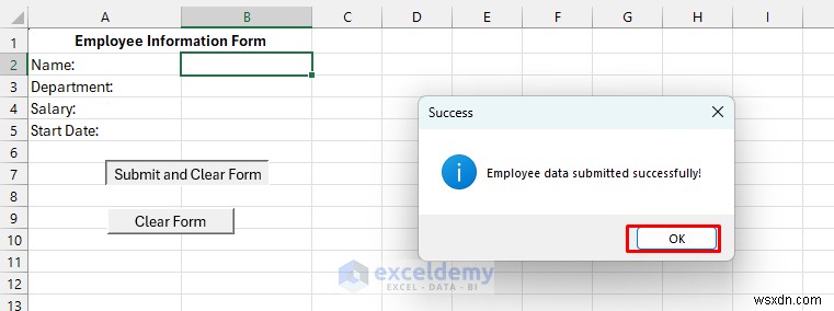 Tạo biểu mẫu Excel tự xóa bằng VBA và các dãy được đặt tên 