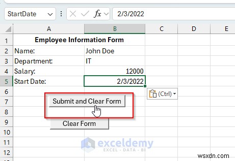 Tạo biểu mẫu Excel tự xóa bằng VBA và các dãy được đặt tên 