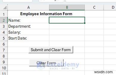 Tạo biểu mẫu Excel tự xóa bằng VBA và các dãy được đặt tên 