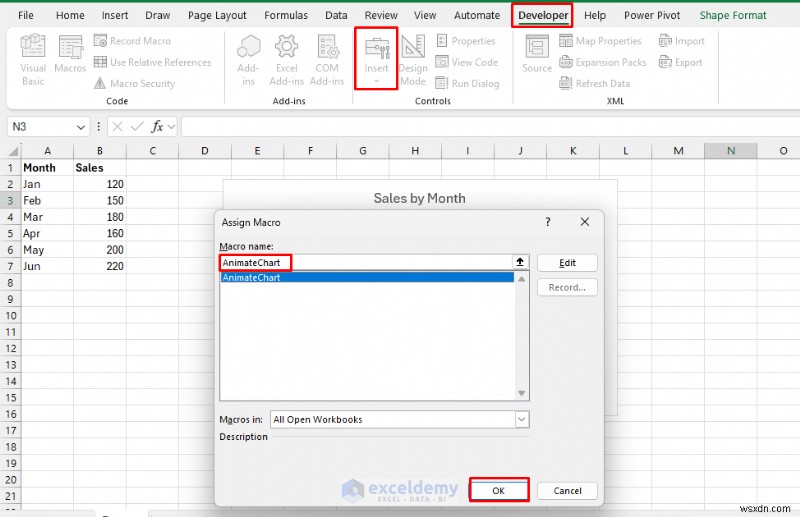 Tạo hiệu ứng biểu đồ Excel bằng macro được tính thời gian:Hướng dẫn từng bước 