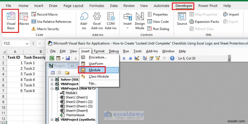Tạo danh sách kiểm tra bị khóa cho đến khi hoàn thành trong Excel:Hướng dẫn từng bước với tính năng bảo vệ logic và trang tính 