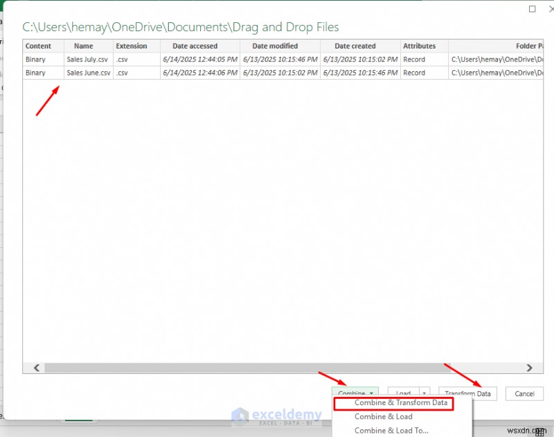 Tải lên tệp kéo và thả liền mạch trong Excel bằng Power Query