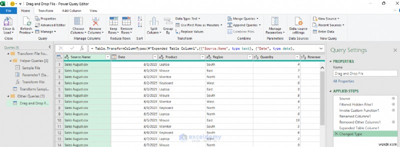 Tải lên tệp kéo và thả liền mạch trong Excel bằng Power Query
