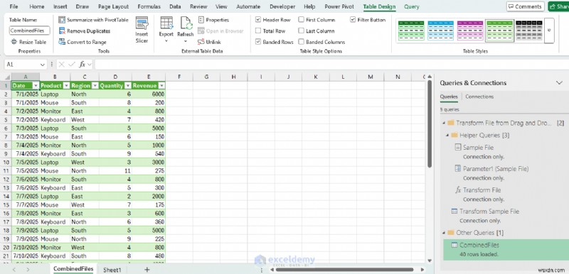 Tải lên tệp kéo và thả liền mạch trong Excel bằng Power Query