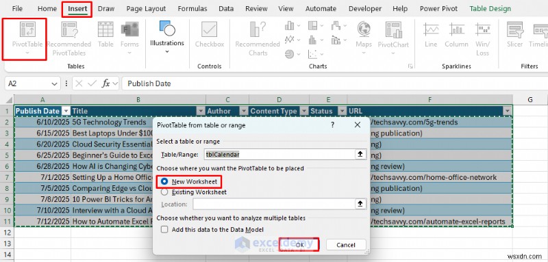 Sử dụng Excel làm CMS nhẹ để lập kế hoạch nội dung trang web dễ dàng 