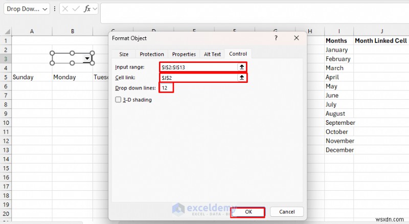 Tạo Lịch động trong Excel bằng Điều khiển biểu mẫu—Hướng dẫn từng bước