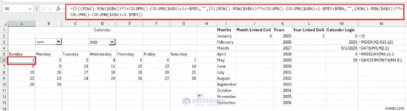 Tạo Lịch động trong Excel bằng Điều khiển biểu mẫu—Hướng dẫn từng bước