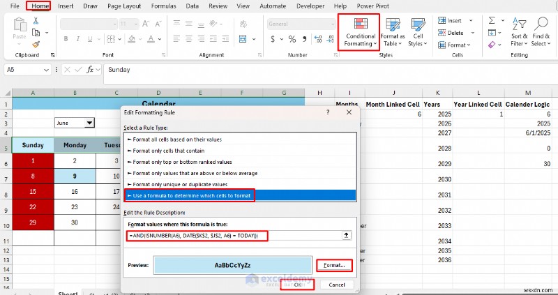 Tạo Lịch động trong Excel bằng Điều khiển biểu mẫu—Hướng dẫn từng bước