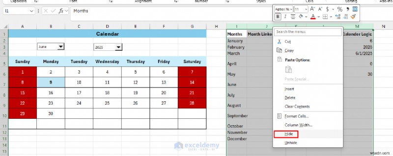 Tạo Lịch động trong Excel bằng Điều khiển biểu mẫu—Hướng dẫn từng bước