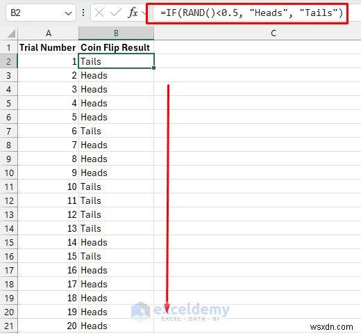 Mô phỏng Excel:Từ việc lật đồng xu đến dự báo thời tiết 