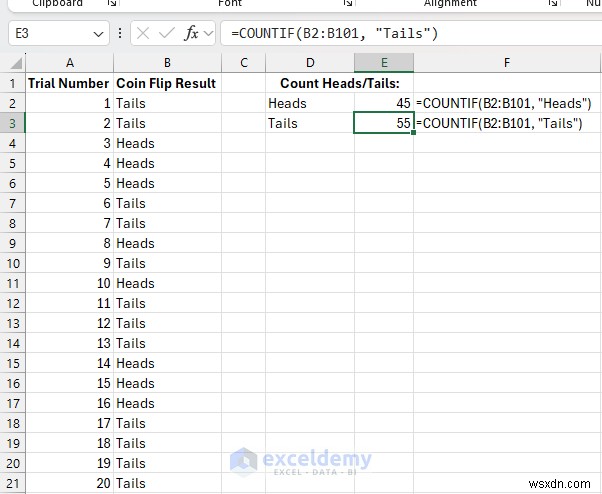 Mô phỏng Excel:Từ việc lật đồng xu đến dự báo thời tiết 