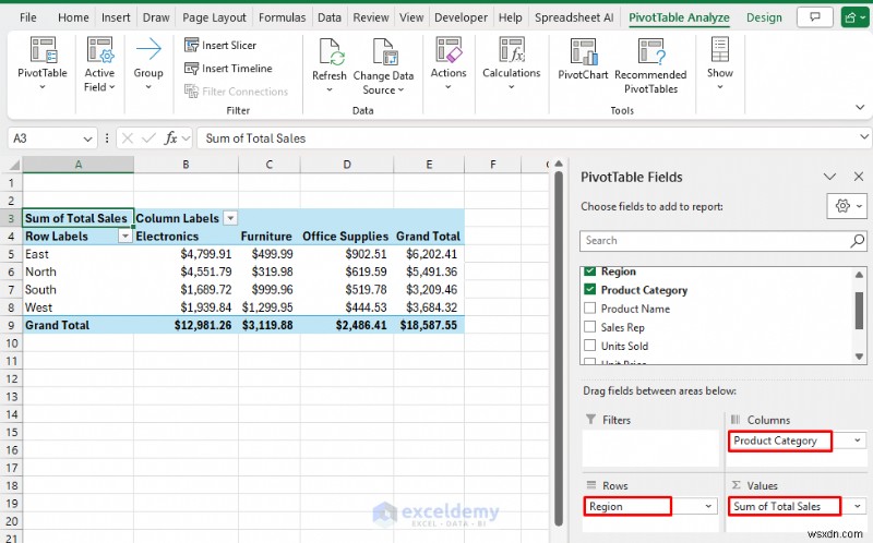 Tạo bảng thông tin tương tác thời gian thực trong Excel bằng PivotTable &Slicers 