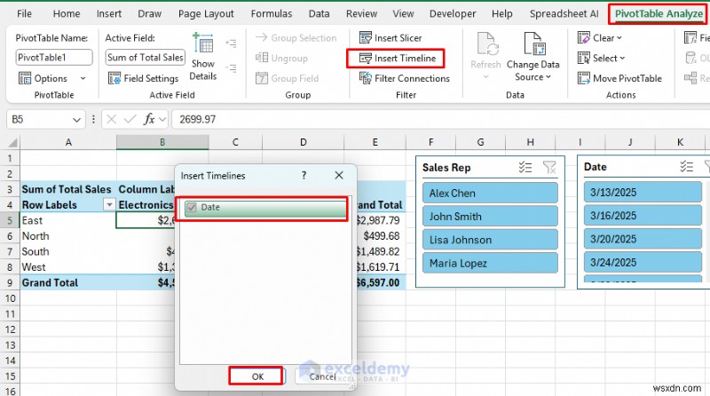 Tạo bảng thông tin tương tác thời gian thực trong Excel bằng PivotTable &Slicers 