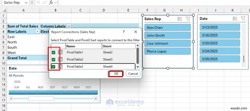 Tạo bảng thông tin tương tác thời gian thực trong Excel bằng PivotTable &Slicers 