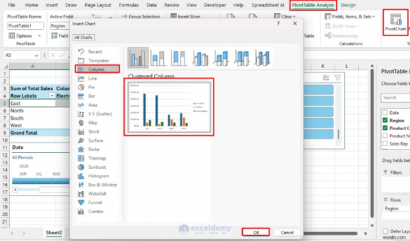 Tạo bảng thông tin tương tác thời gian thực trong Excel bằng PivotTable &Slicers 