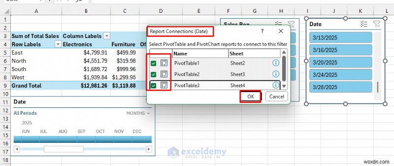 Tạo bảng thông tin tương tác thời gian thực trong Excel bằng PivotTable &Slicers 