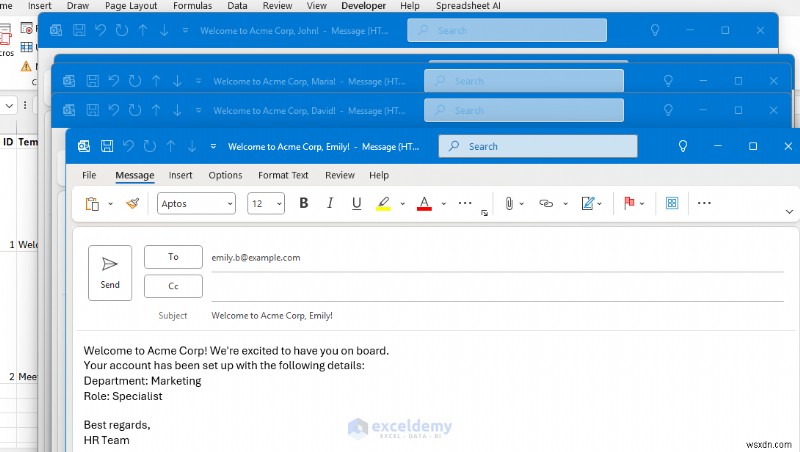 Xây dựng Trình tạo email động trong Excel bằng mẫu 