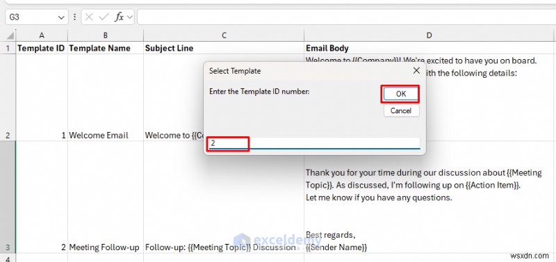Xây dựng Trình tạo email động trong Excel bằng mẫu 