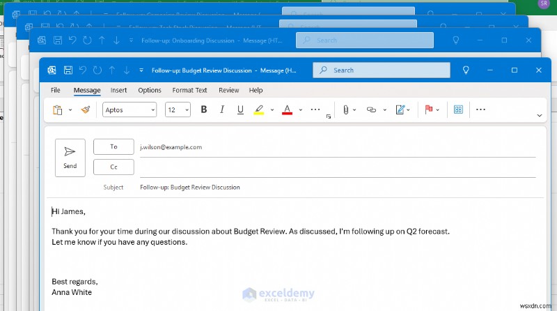 Xây dựng Trình tạo email động trong Excel bằng mẫu 